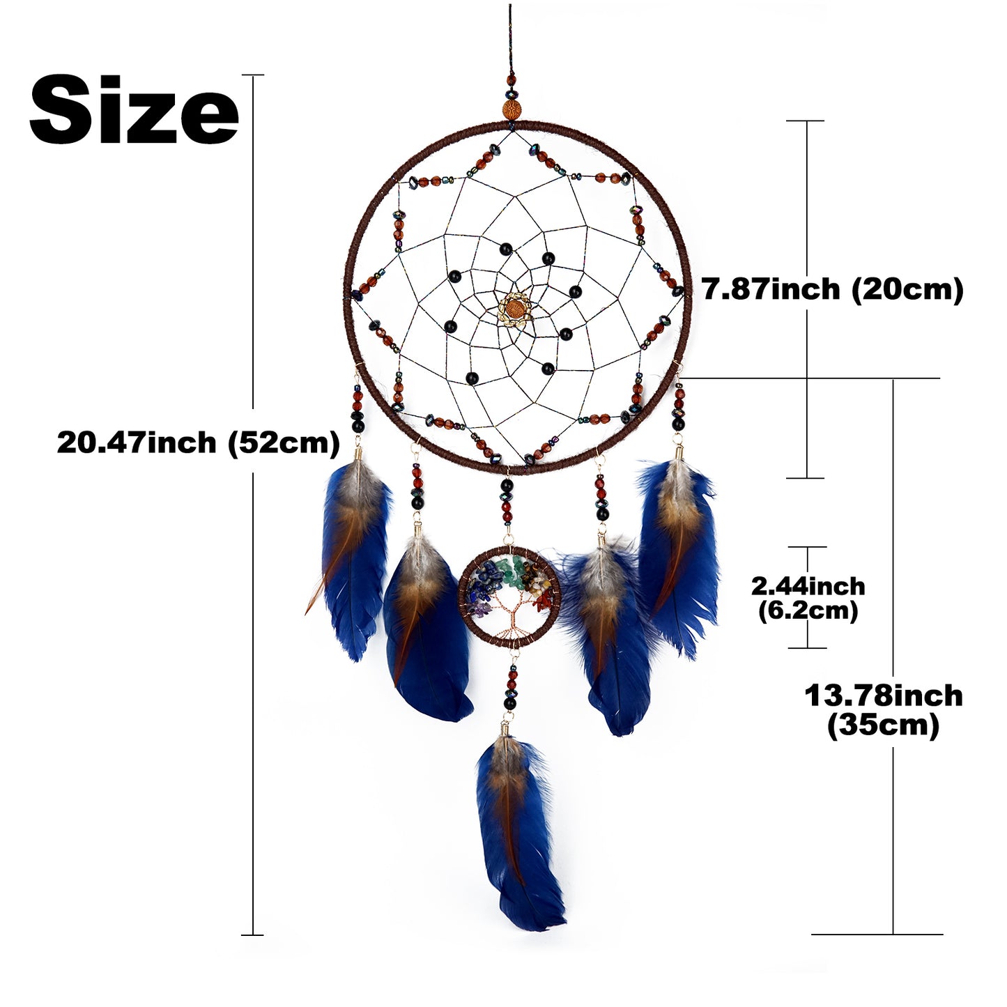 【Fulfillment by Amazon】Handcrafted Large Dream Catcher with Gemstone Tree of Life Pendants