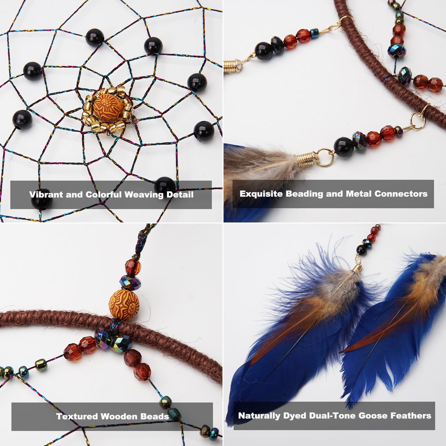 【Fulfillment by Amazon】Handcrafted Large Dream Catcher with Gemstone Tree of Life Pendants