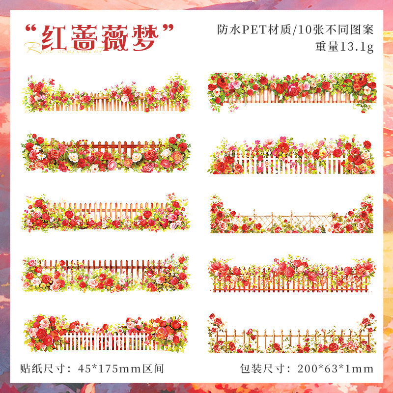 10pcs flower sticker pack (MLS25041901)