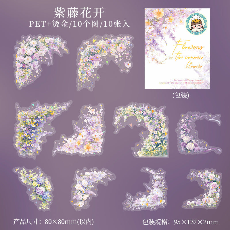 10pcs flower sticker pack (MLS25042706)
