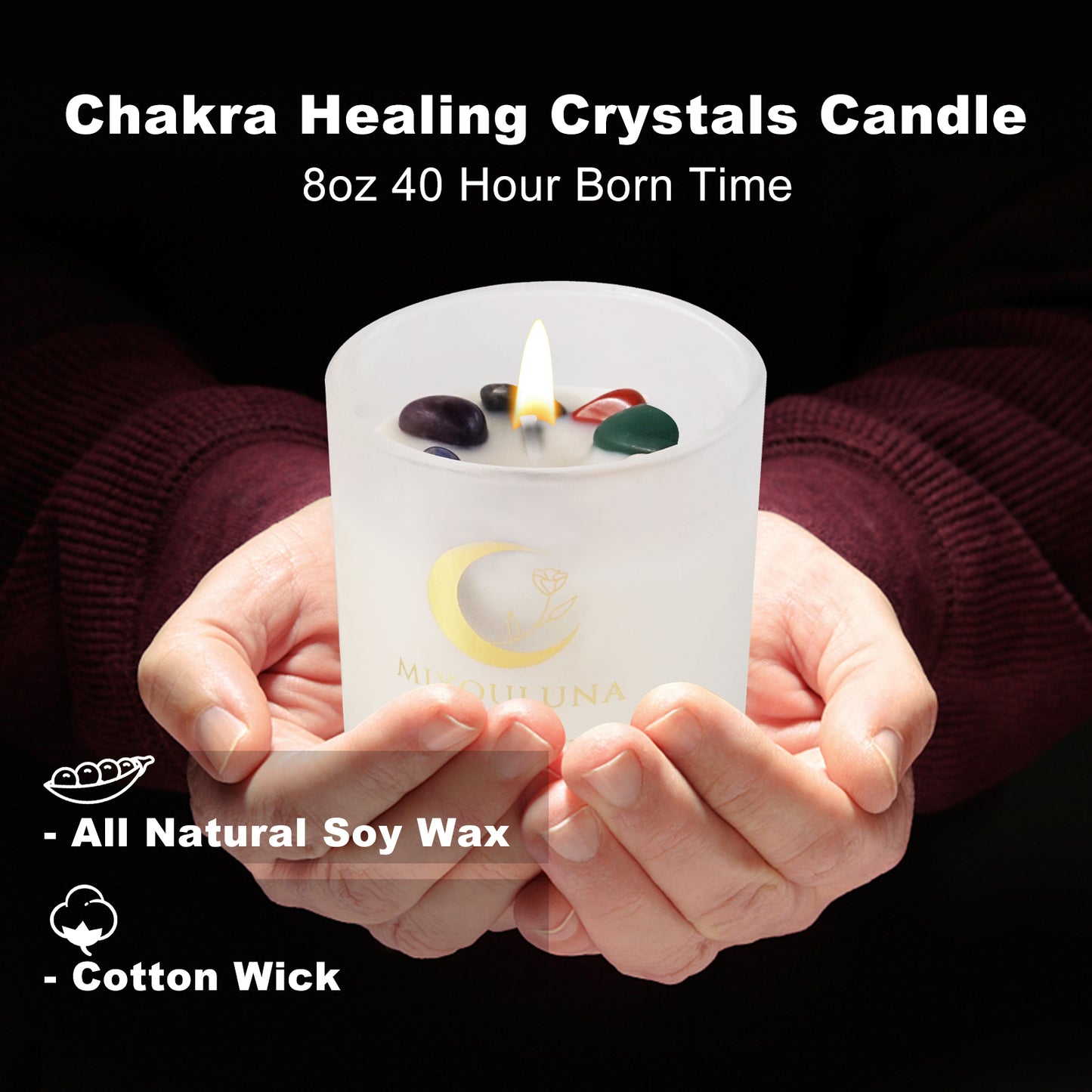 【Fulfillment by Amazon】7 Chakra Healing Crystals Candle 8oz