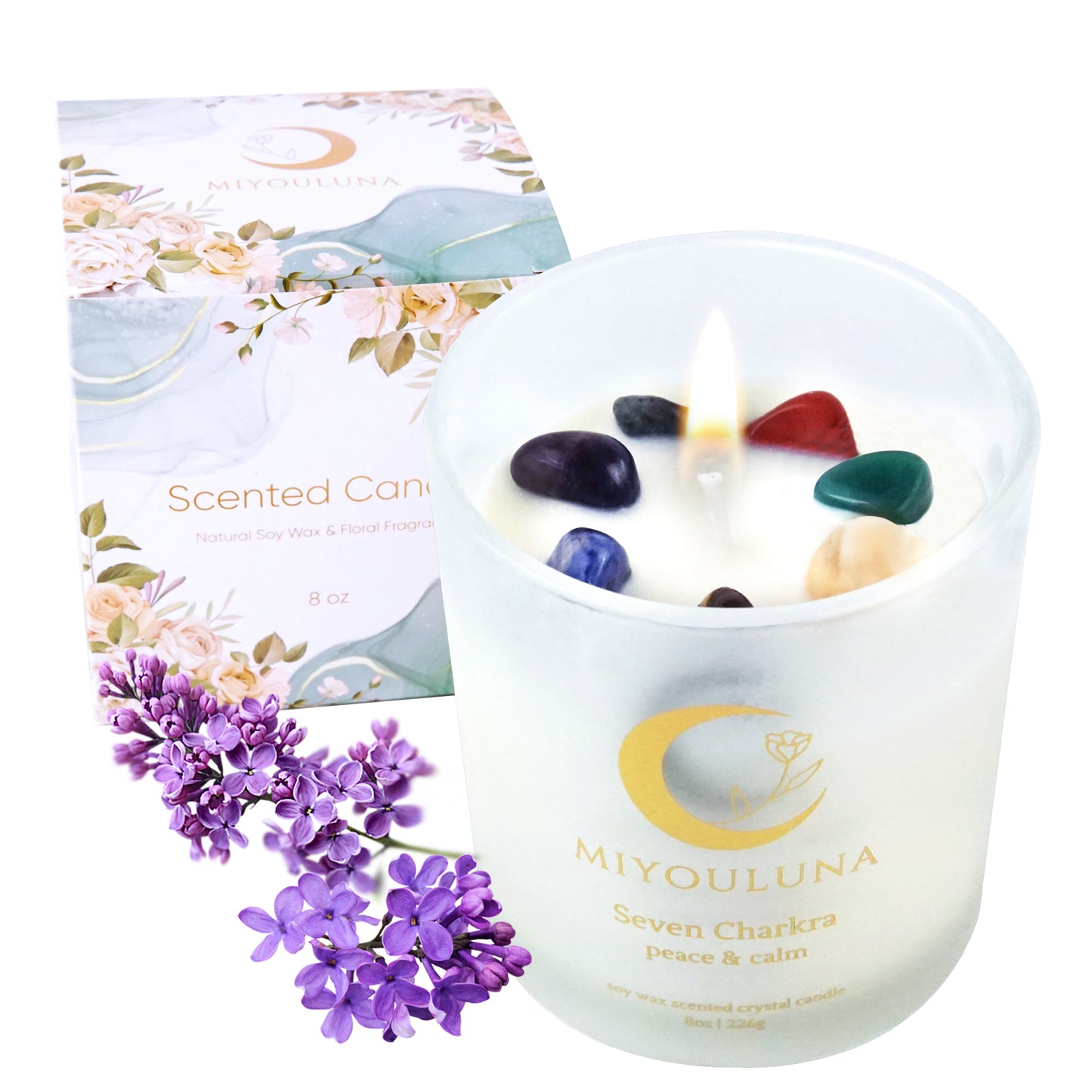 【Fulfillment by Amazon】7 Chakra Healing Crystals Candle 8oz